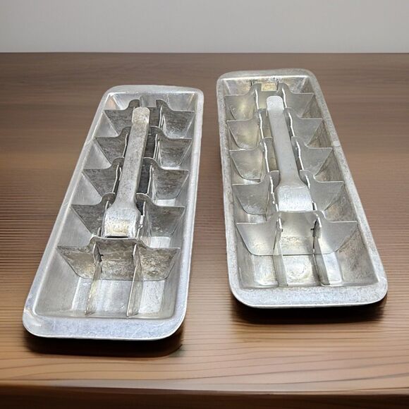 Other - Vintage Kitchen Aluminum Metal Ice Cube Trays, Set of 2